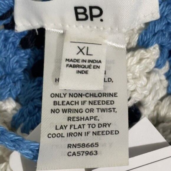 BP.  Junior Crochet Halter Top Size XL Blue Black Ziggy Stripe Boho - Picture 8 of 10